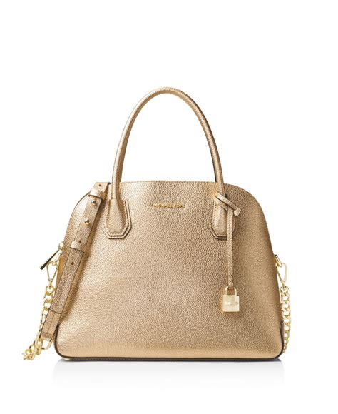 michael kors mercer large leather dome satchel|Mercer Large Metallic Leather Dome Satchel .